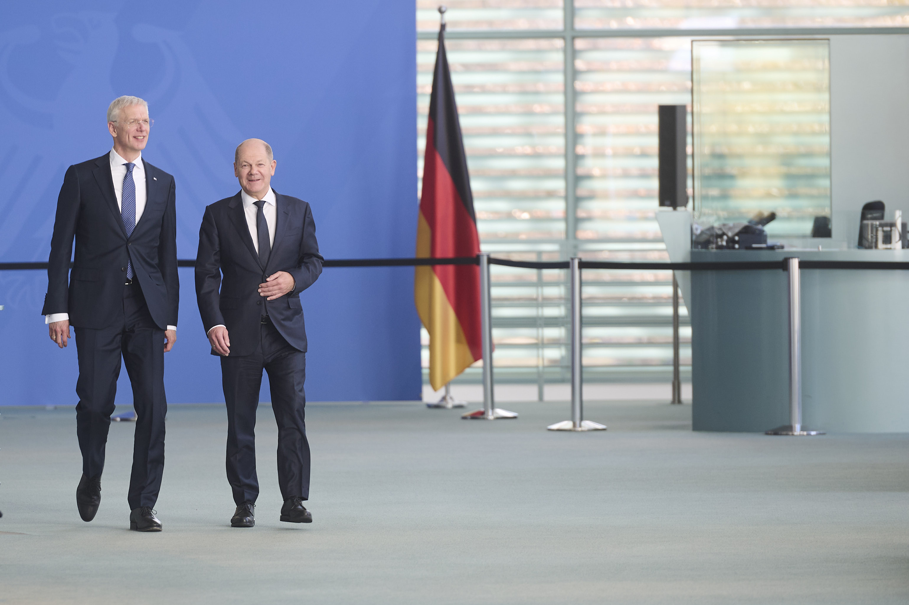 Berlin, Olaf Scholz trifft den Ministerpräsidenten der Republik Lettland Krisjanis Karins